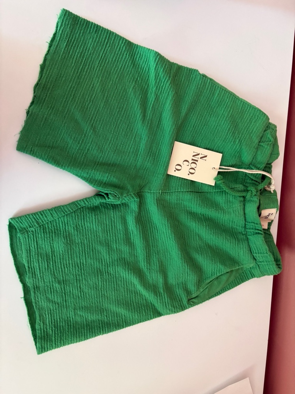 Nico Nico Bright Green Textured Kids Shorts